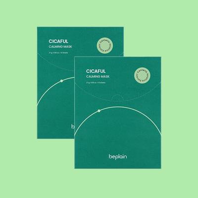 Łącznie 20 arkuszy, 10 arkuszy maski Cicaful Calming (niejednolite), 2 opakowania maski nawilżająco-łagodzącej z Centellą