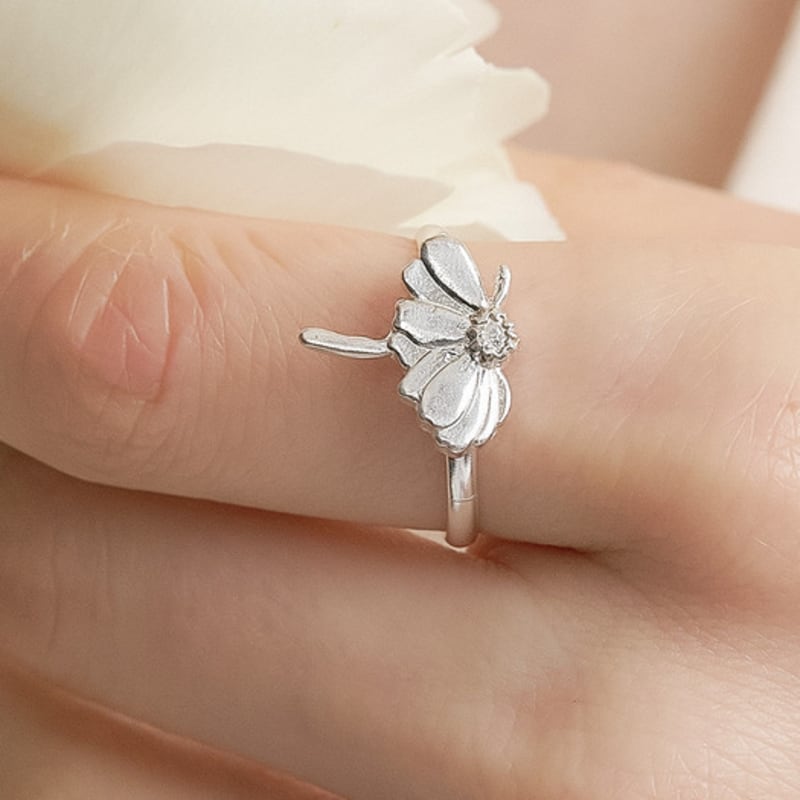 UNI.J [Cotidiano]Signature Flower Silver Ring Ir272