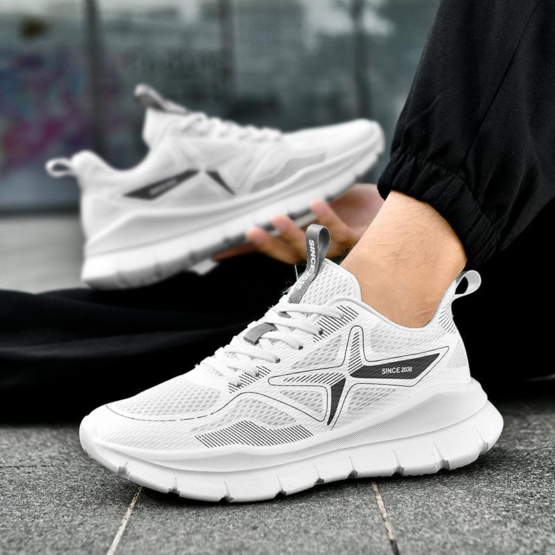 New platform racing shoes middle school students high elastic running shoes men and women couples breathable fly woven mesh shoes