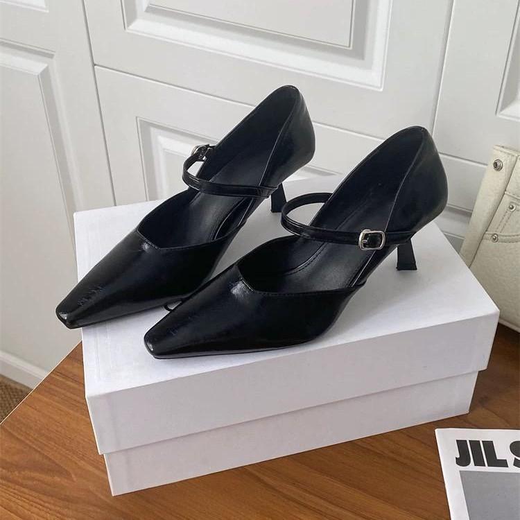stiletto shoes daily commute pointed skirt retro stiletto style Mary Jane high heels daughter match