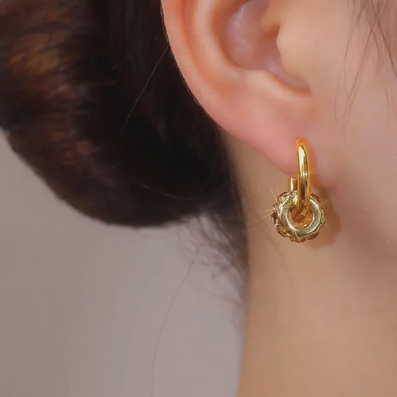 Cercei Pandantiv Rotativi Maillard cu Diamante - Design Elegant și Versatil de Toamnă/Iarnă