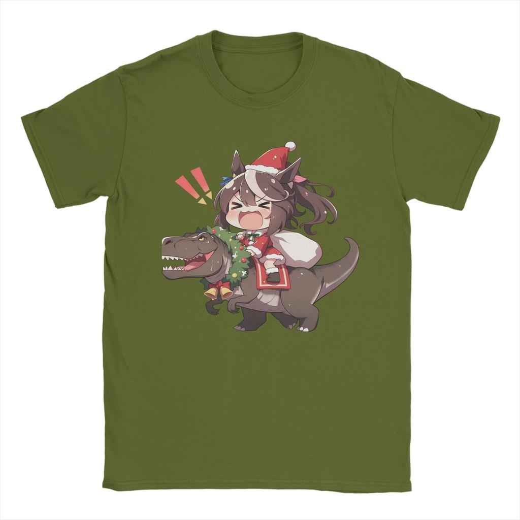 Tokai Teio Christmas T Shirts Men's Pure Cotton T-Shirts Round Neck Uma Musume Pretty Derby Anime Tees Short Sleeve Clothes