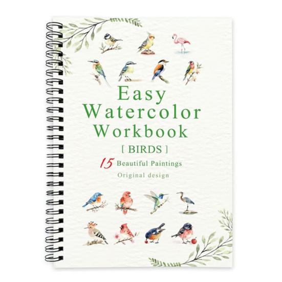 Watercolor Painting Workbook Kids Adults Beginners Watercolor Coloring Book 15 Paintings Botanical Plants Animal Painting Book