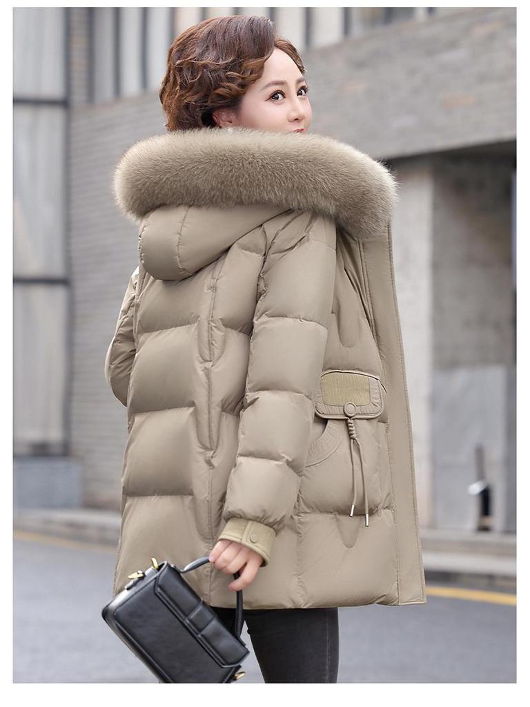 Mom's Mid-Length Down Jacket 2025: Winter Warm, Thickened Cold-Proof Coat for Middle-Aged and Elderly Women