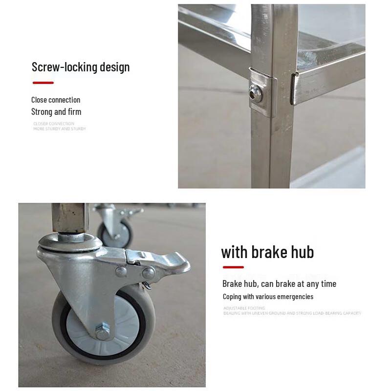 ZISIZ Stainless Steel 2-Tier Rolling Utility Cart