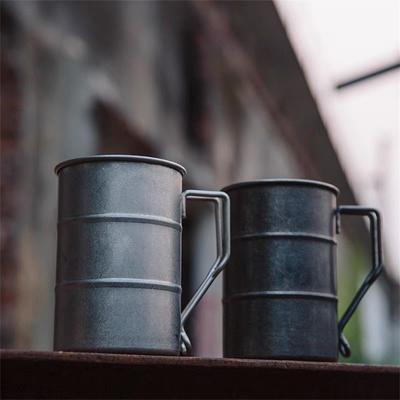Caneca Marco de aço inoxidável 304 para exterior, estilo industrial, retrô, antigo, criativo, café, acampamento, piquenique, canecas de cerveja