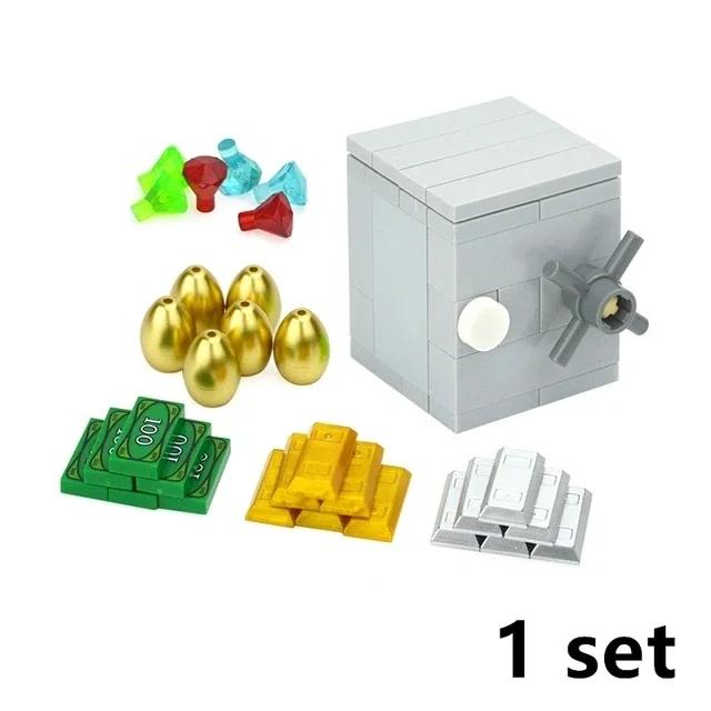 Moc Treasure Box Cash Dollar Coin Diamond Ore Gold Silver Cash Money Compatible 28556 30153 30385 3069 City Building Blocks Kids