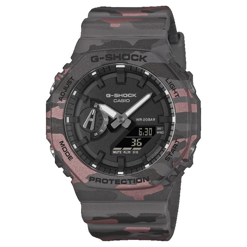 Casio G-SHOCK Men s Resin 200M Water Resistant Analog Shock Resistant Quartz Watch GA-2100CM-8A серый