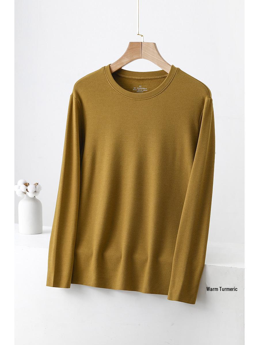 

Мужская бесшовная теплая рубашка с длинным рукавом - круглый вырез, бархат, повседневная А-класса, осень/зима 3XL