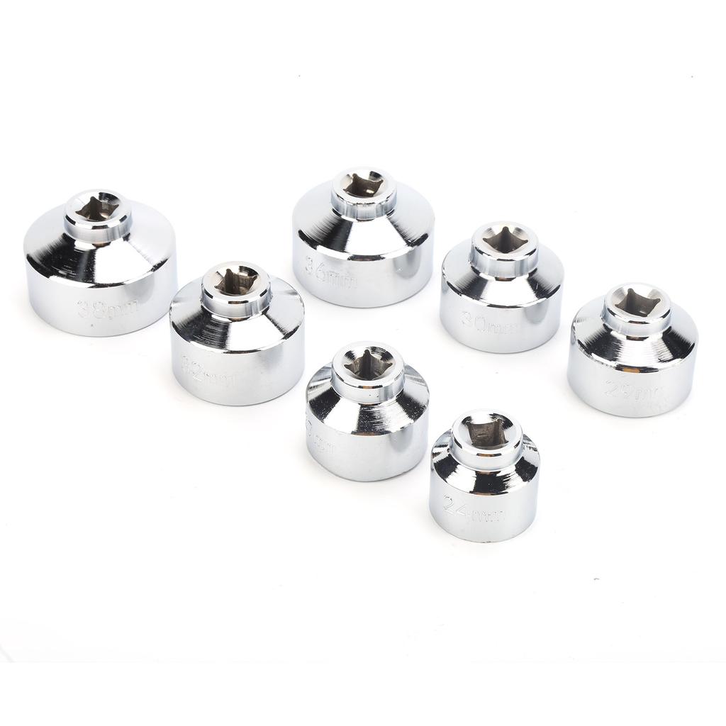 7pcs Set Oil Filter Wrench 24 27 29 30 32 36 38mm Universal for Vehicles with Newer Paper Cartridge Housing Design