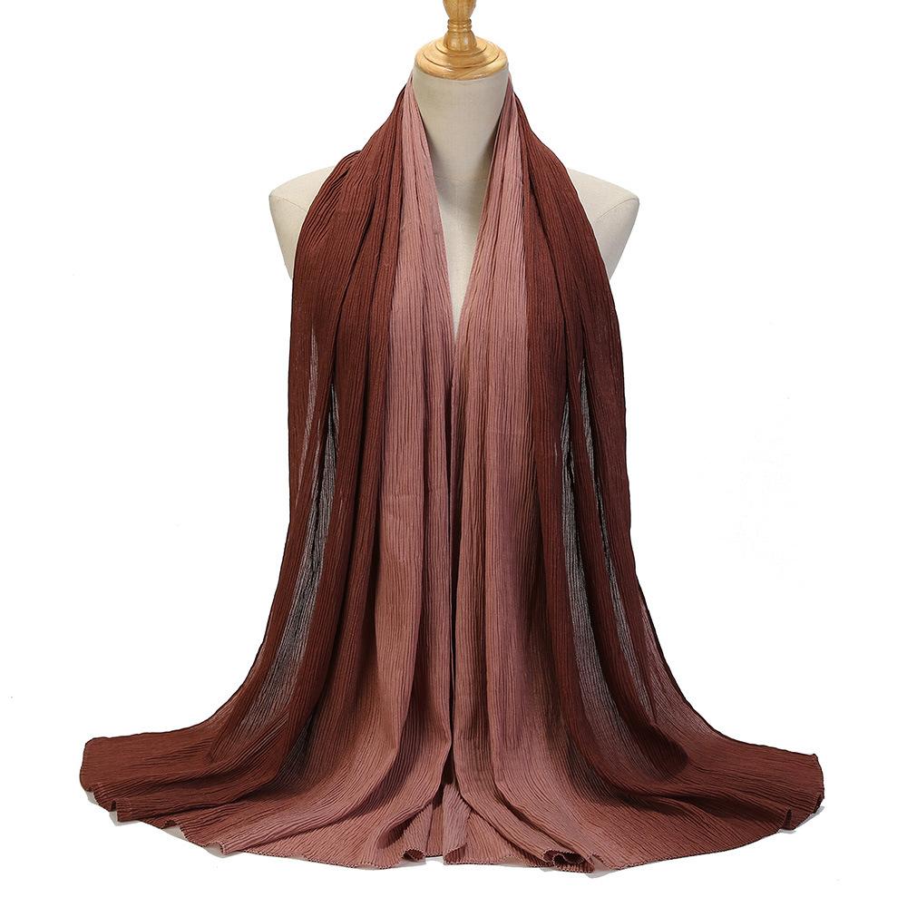 

Малайзия Дубай Цветной мятый шарф Женский платок для головы Постепенная смена цвета Шелковый шарф 70*180CM