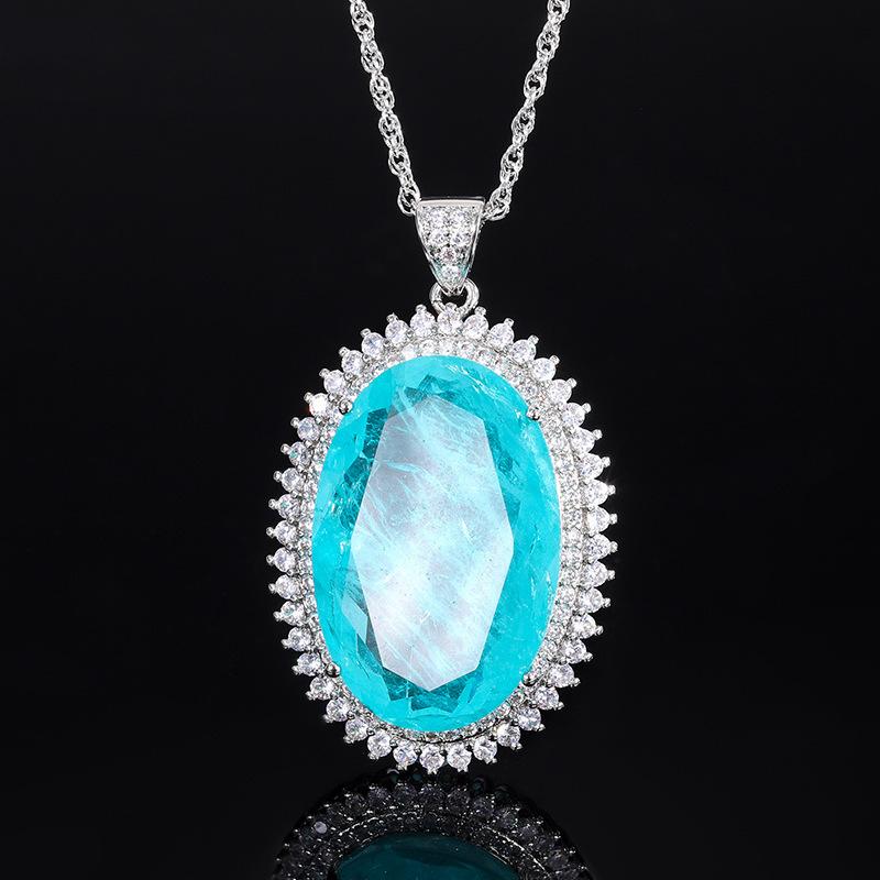 Jewelry Wind Simulation Color Treasure Pendant Big Dan Sweater Chain Necklace Main Stone 20 * 30