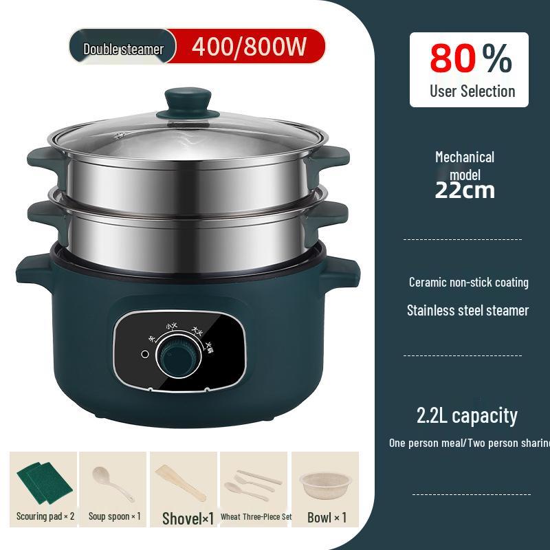 Multi-Functional Electric Cooker: Hot Pot, Stir-Fry, and Noodle Maker for Dorms and Bedrooms