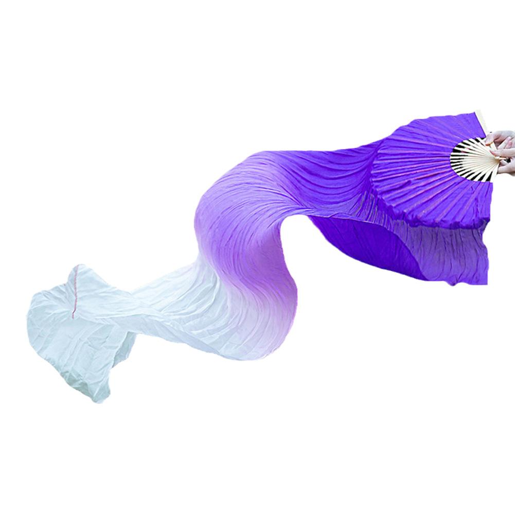 1pc Belly Dancing Fan Gradient Color Dancer Practice Long Imitation Silk Fans Rainbow Colors  Dance Props Silk Fans