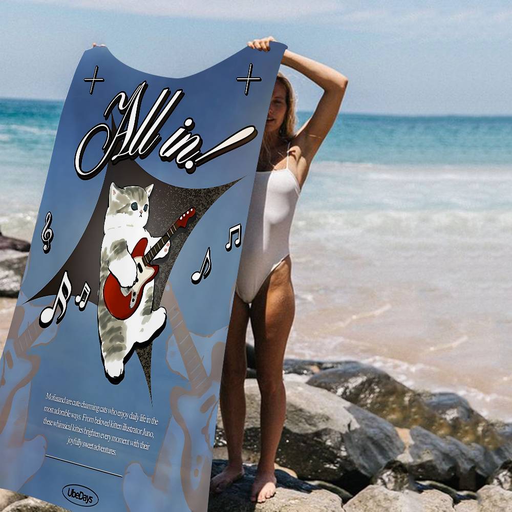 

Cute Cat M-mofusandS Microfiber Blanket Quick Drying Beach Towels Oversized Printing Super Absorbent Pool Towel Blanket W40*H60(CM)