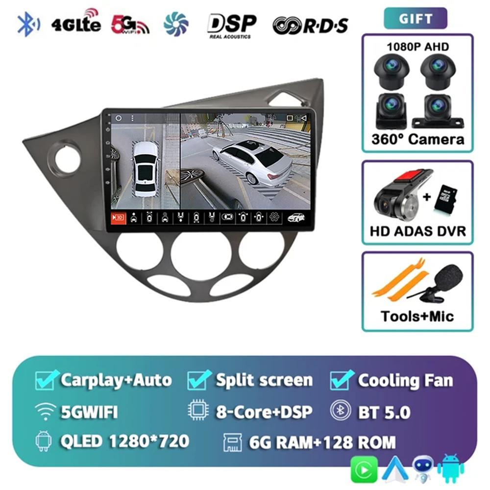 9" Android 14 Car Radio For Ford Fiesta 1995-2001 Focus MK1 1998-2004 2 Din Stereo Multimedia Player Carplay Autoradio Head Unit