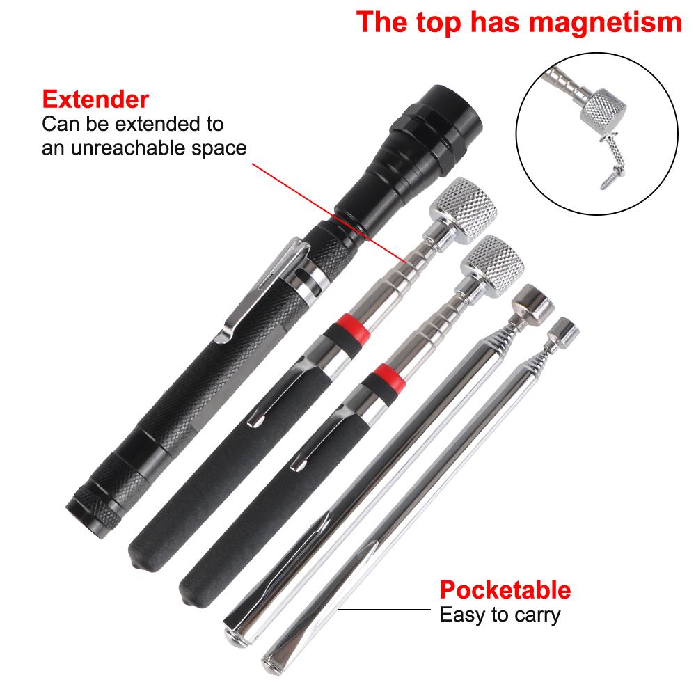 Automobile Telescopic Detection Lens With Lamp Folding Mirror Adjustable Angle Observation Magnetic Retractable Pickup Device