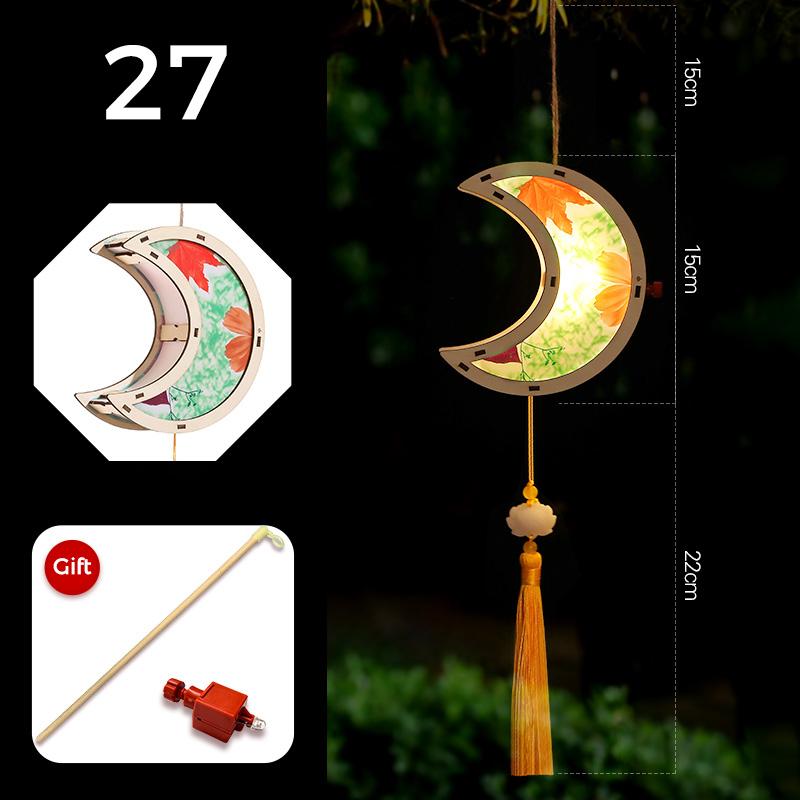Mid-autumn Portable Lantern With Tassel Waterproof Chinese Antique Wood Carving Palace Light Lamp New Year Spring Festival Decor