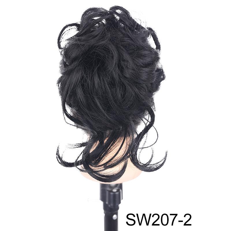 Euro-American Floral Messy Bun Wig - Long, Fluffy Clip-in Hairpiece
