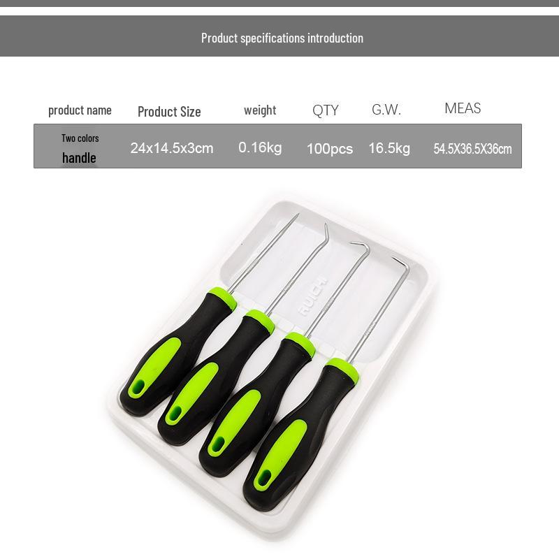 4-Piece Car Oil Seal Removal Tool Set with Green & Black Handles