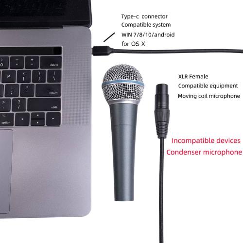 Byger USB C To XLR Female Cable, USB C Microphone Cable Plug and Play Durable Low Noise 20Hz To 20KHz High Sampling Rate for Studio