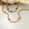 Four-leaf Clover Black and White Shell Diamond Necklace Bracelet Set for Women