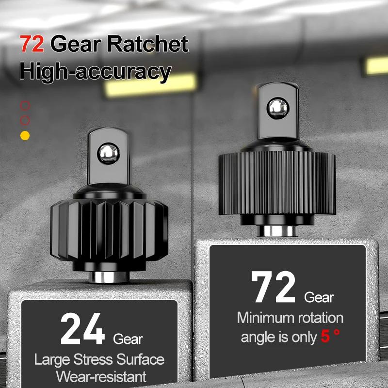 Teleskop-Steckschlüssel mit 72 Zähnen, Ratschenschlüssel, kann um 90 Grad eingestellt werden, Gerüst-Ratschengriffschlüssel, 1/4 1/2 3/8