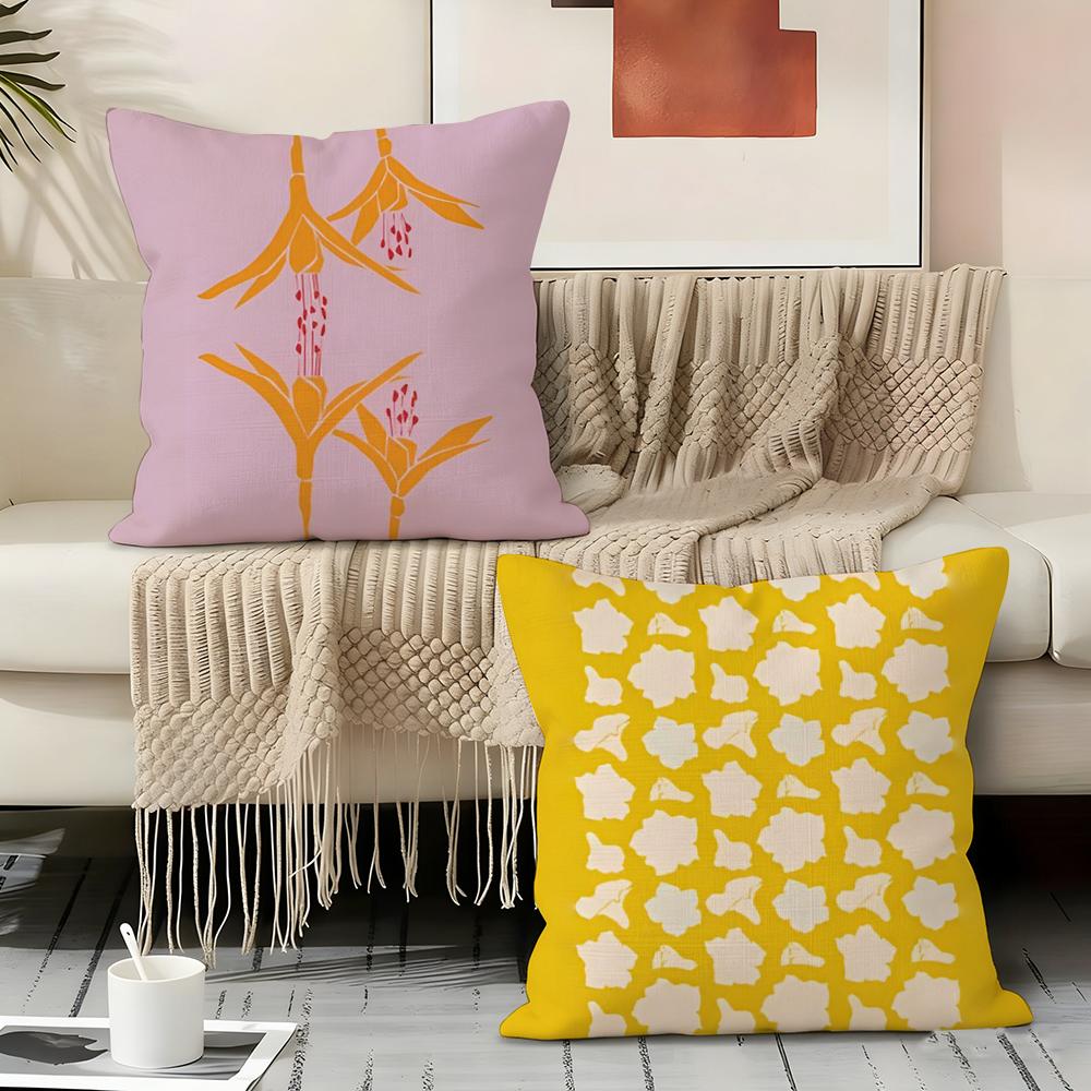 Colorful Flower Illustration Print Pillow Case Pillowcase, Double-Sided Printed, Sofa Cushion, Bedroom Headboard Pillow