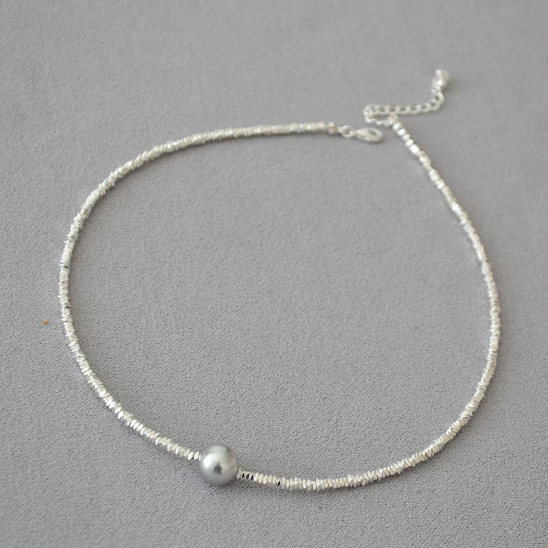 Korean Style Sparkling Irregular Silver Beaded Clavicle Necklace for Women