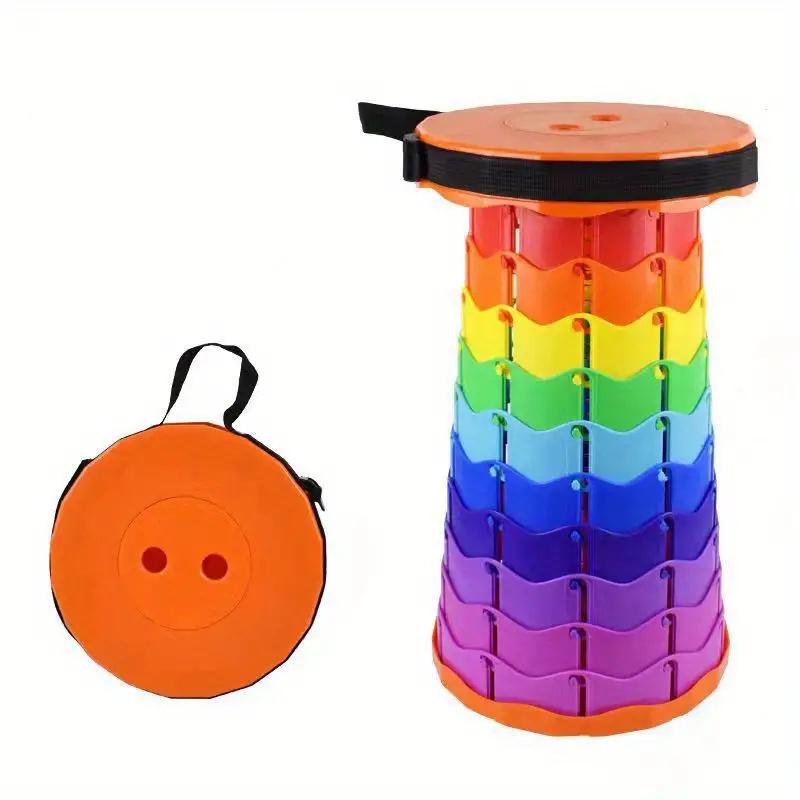 1pc Round Folding Desk New Collapsible Portable Picnic Seat Lightweight Outdoor Camping Chair Retractable Travel Folding Desk