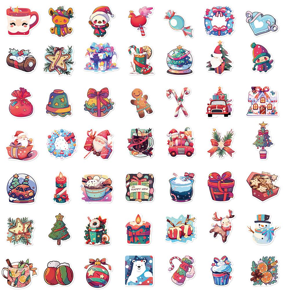10/30/50pcs Cartoon Christmas Art Aesthetic Stickers Kawaii Graffiti Decals DIY Luggage Notebook Guitar Cute Waterproof Sticker