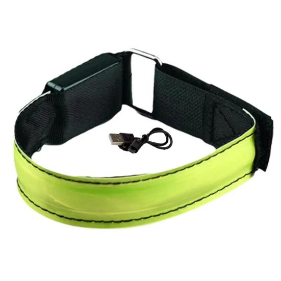 Running Armband Reflective Strips USB Rechargeable Bright Night Light Adjustable LED Band for Cycling Hiking Outdoor Sports Safety Wristband