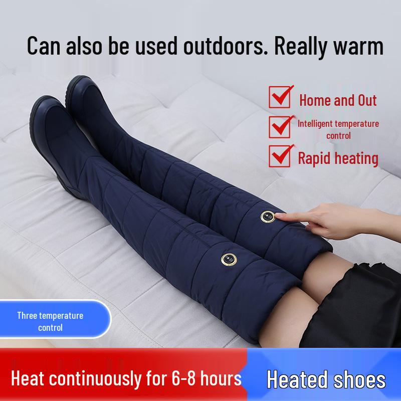 Electric Heated Over-the-Knee Boots with Intelligent Temperature Control - Winter Warm Plush Cotton, Outdoor Antifreeze Footwear