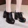 8cm Small Size 32-43 British Style Deep Mouth Thick Platform Shoes Women Oxfords Fall 2025 Block High Heels Shoes Office Dress