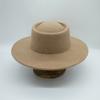 French retro oat wool woolen flat top top hat women's autumn and winter versatile British wide brim Panama camel felt hat