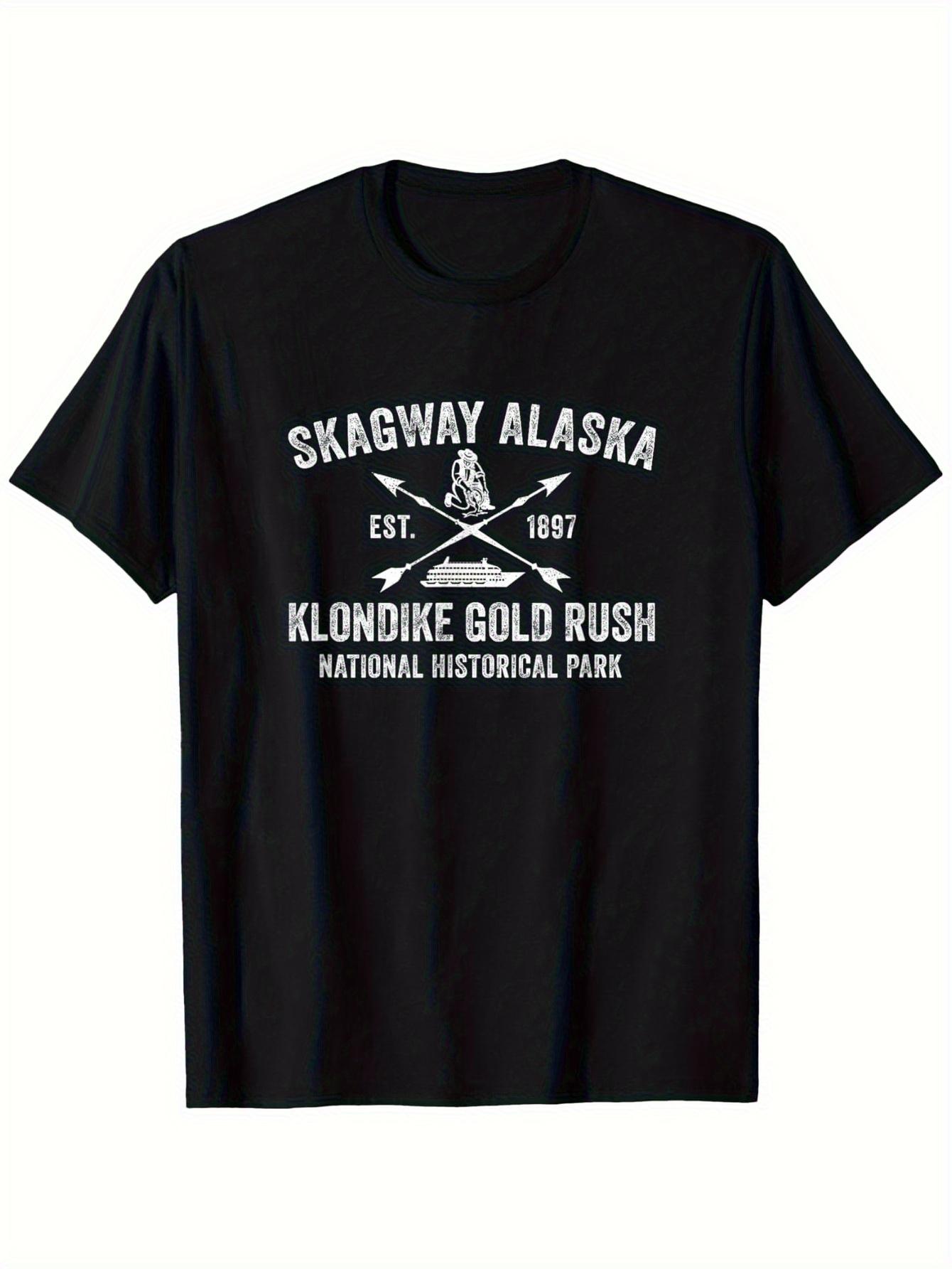 Skagway Alaska Klondike Golden Rush National Park Vintage Graphic T-shirt - 100% Cotton Short Sleeve Tee S