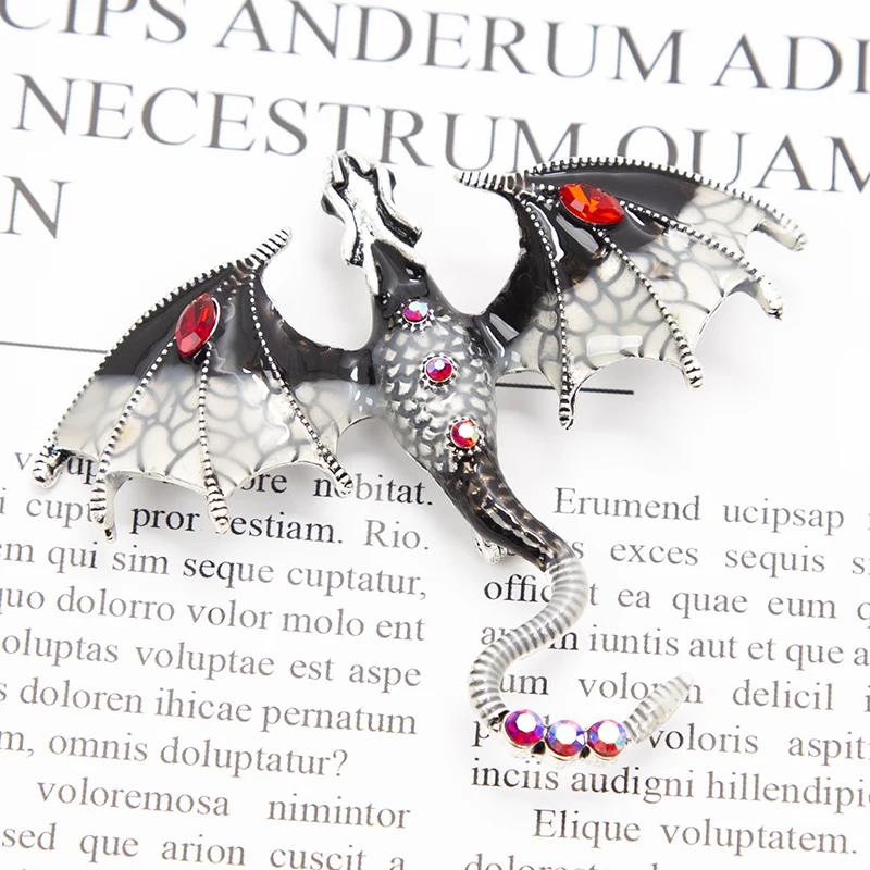 

Enamel Fly Dragon Brooch for Women Men Rhinestone Beautiful Legand Animal Party Office Classic Broochs Pins Gifts Accessories