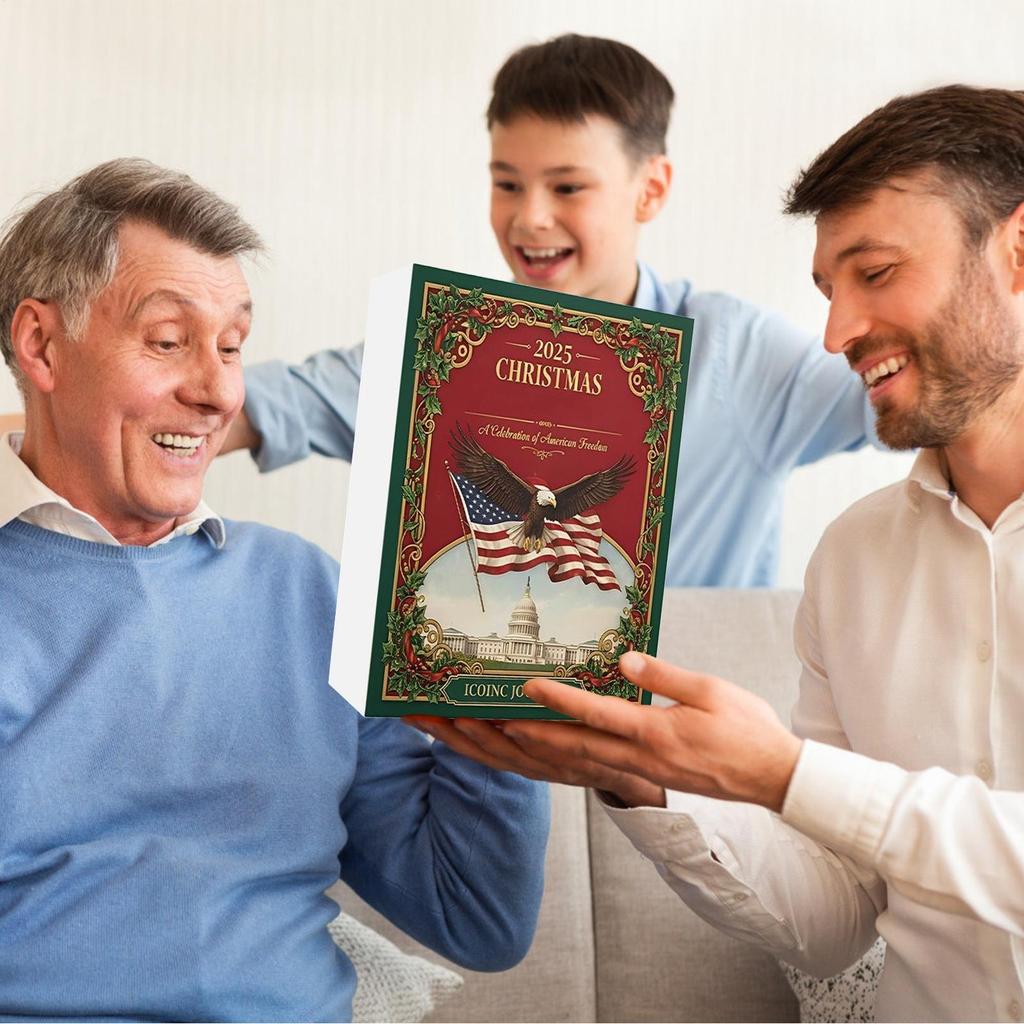 Advent Ornament Calendar 2025 24-Day 2d Pendant Advent Christmas Holiday US Landmarks Pendant Calendar For Window Door Tree Bag