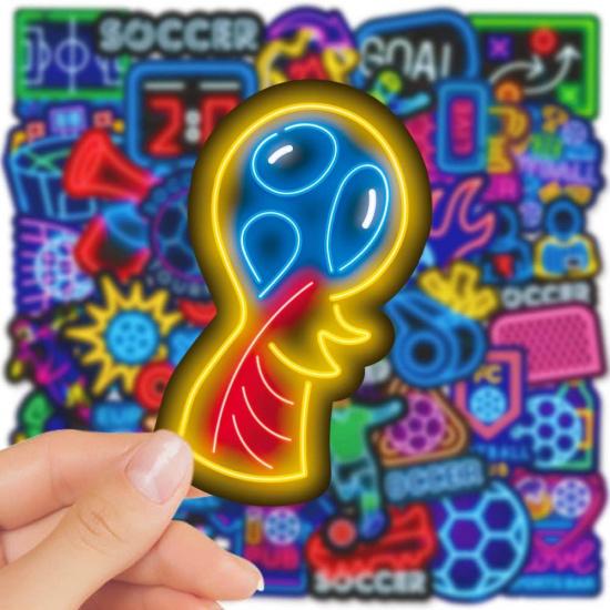 50 ШТ. Наклейки с футбольными мячами, Крутые неоновые виниловые водонепроницаемые наклейки с футбольными мячами для скрапбукинга, Бутылок для воды, Багажа, Поощрений в обучении, Подарков для футбольной команды для