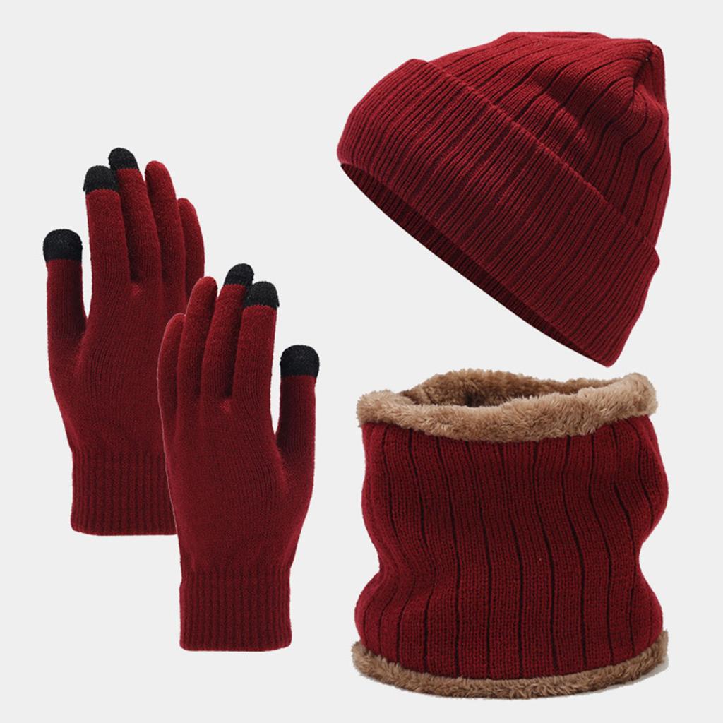 Fashion Knitted Hat Scarf Gloves Three-Piece Autumn And Winter Warm Three-Piece Set