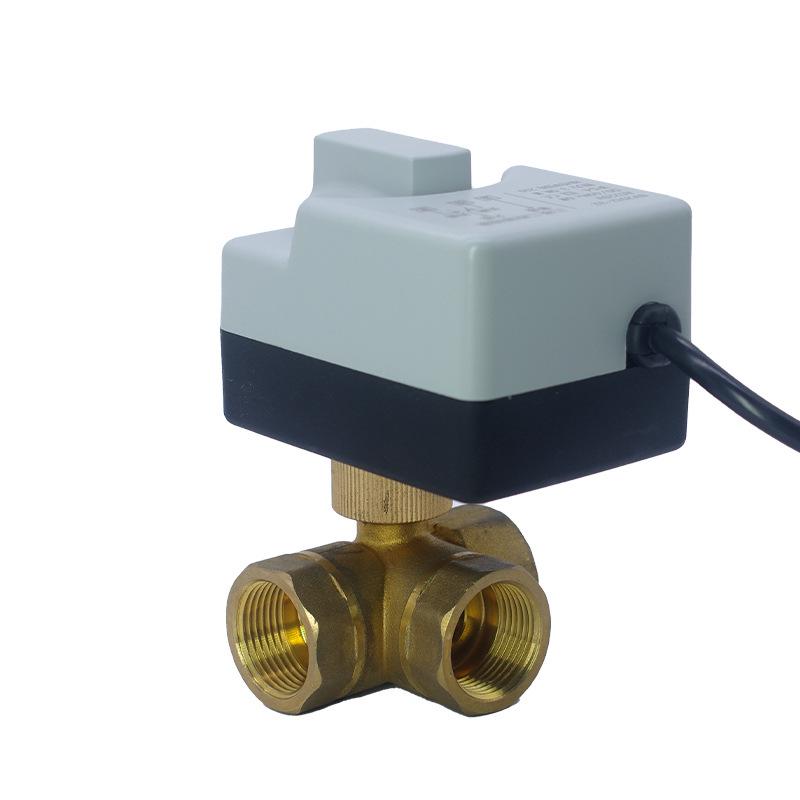 220V AC Electric Ball Valve: 3-Way Brass, Manual/Automatic Control, for HVAC/Solar Systems