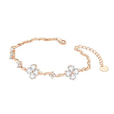 New Silver Jewelry 925 Electroplating Ins Niche Design High-end Four-leaf Clover Bracelet for Women