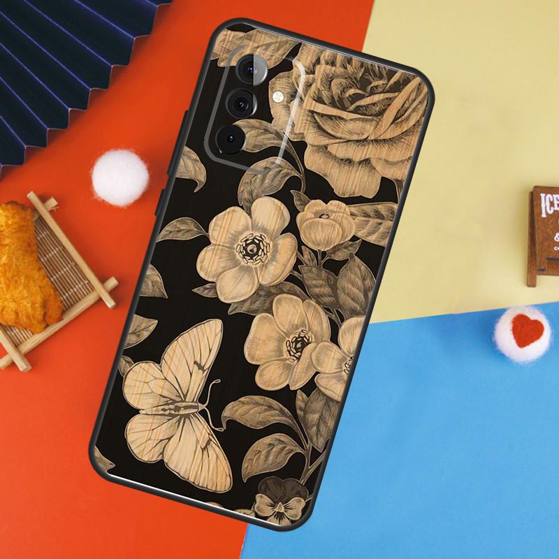 Tree Flower Bamboo Wood Case For Samsung Galaxy A56 A36 A16 A06 A13 A33 A53 A52 A32 A12 A54 A34 A14 A15 A35 A55 A17