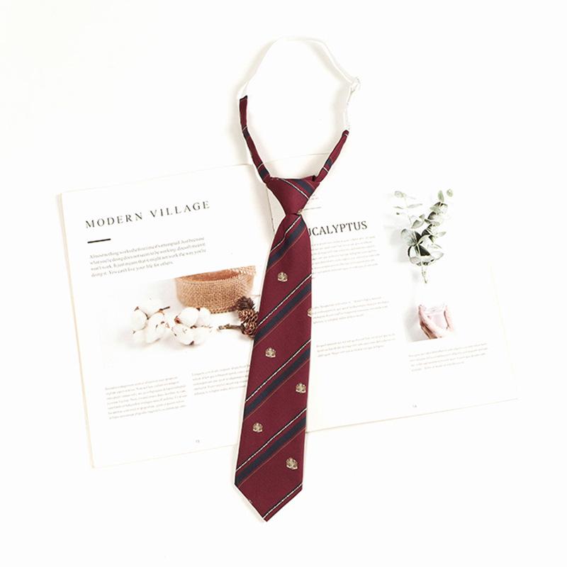 

Галстук в стиле ретро в японском колледже: Коричневые, бордовые и черные полосы для женщин