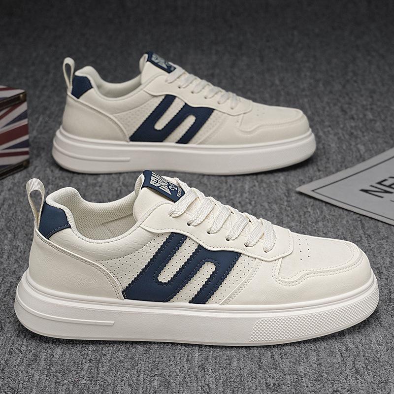 New autumn leather punching breathable board shoes youth style thick sole wear-resistant casual shoes