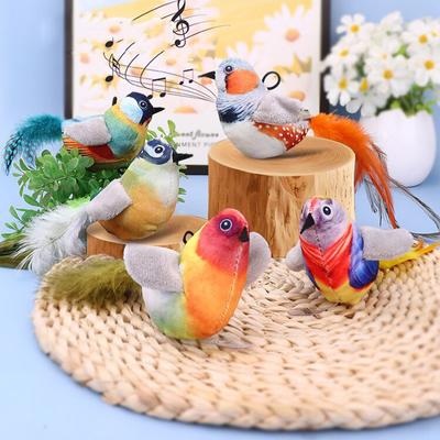 Pet Cat Toy Sparrow Shaped Bird Simulation Sound Oft Stuffed Toy Pet Interactive Sounding Plush Doll Pet Supplies