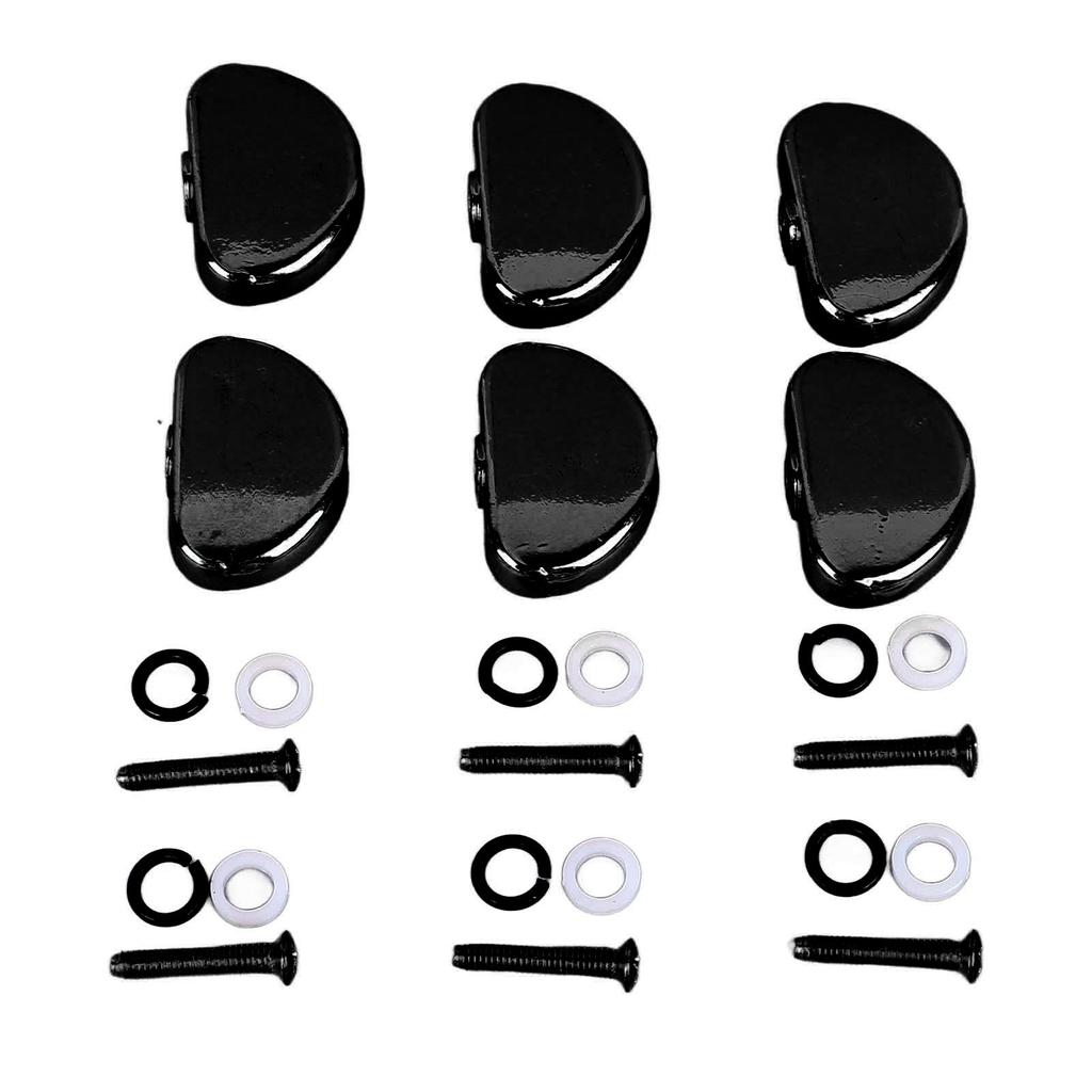 6Pcs Electric Guitar Tuning Peg Key Button Folk Guitar Tuning Peg Handle for Replacement Black