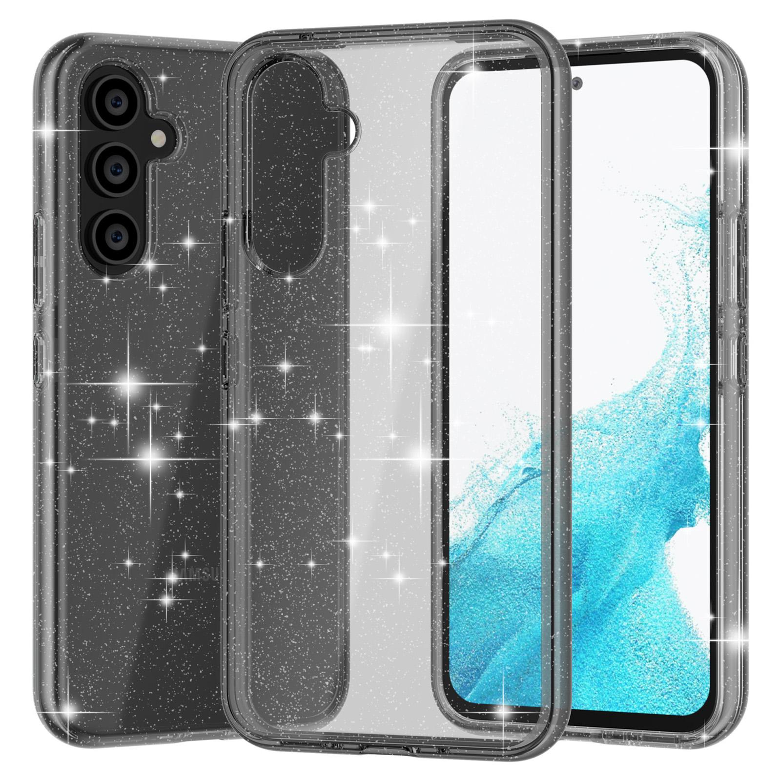 

For Samsung Galaxy A54 5G Glittery Powder Bling Phone Case Hard PC Soft TPU Drop Protection Anti-Fall Cover Grey
