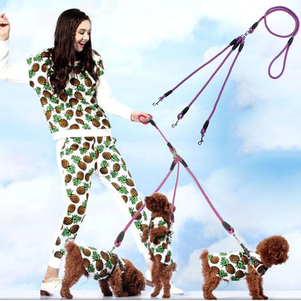 3 Way Dog Coupler Leash No Tangle Splitter Triple Dog Leash for Walking Running Three Small Dogs Cats Puppy 3 in 1 Traction Rope