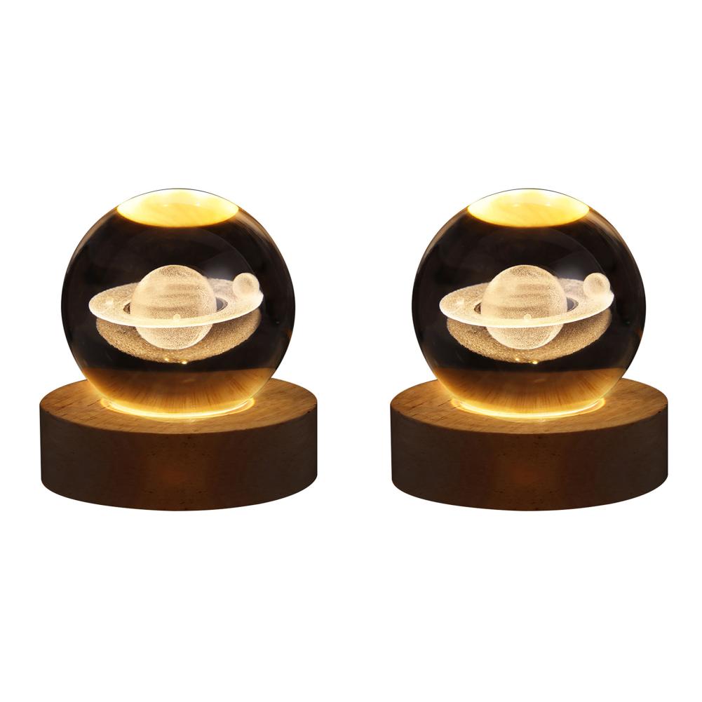 

Светодиодный хрустальный шар-ночник светящийся USB зарядка для домашнего декора (Сатурн) Делавэр